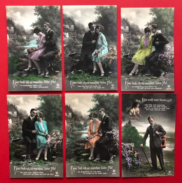 6 x Foto AK Kpl. Serie um 1925 Pärchen Paar Liebespaar  ( 103600