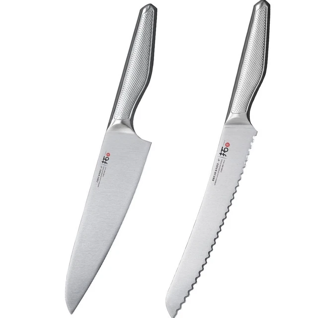 TURWHO 8 Zoll Kochmesser + 9 Zoll Brotmesser Deutsches Edelstahl Küchenmesser