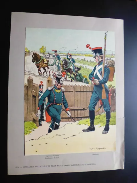 Gravure militaire:artillerie volontaire et train de la garde nationale  en 1814