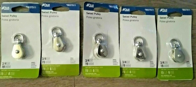 LOT of 5 Packs Blue Hawk Swivel Pulley 3/4" Light-Duty Nickel-Plated - FAST SHIP