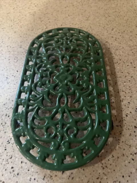 French  trivet kitchen stand pot pan  vintage cast iron nice patterned