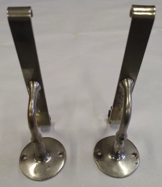 Pair of Nickel Plated Brass Bathroom Shelf Brackets Vintage Brass Bathroom Decor