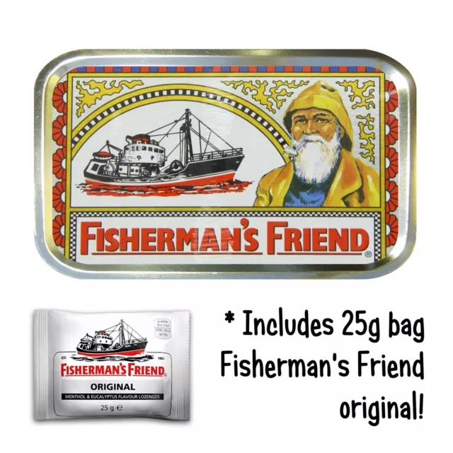 FISHERMANS Fish FRIEND * Free Mints * Stash Tobacco Baccy Box Storage Gift Tin