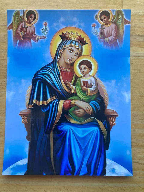 Our Lady Black Virgin Mary and Jesus Catholic Print For Frame