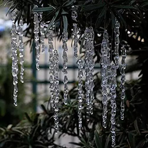 Christmas Tree Clear Glass Icicle Ornaments Decoration Xmas Home Decor Set Of 24