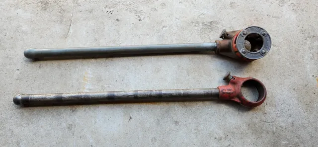 Lot of 2 Ridgid Pipe Threader Die With Handles 11R & 111-R 28" Long, Made in USA