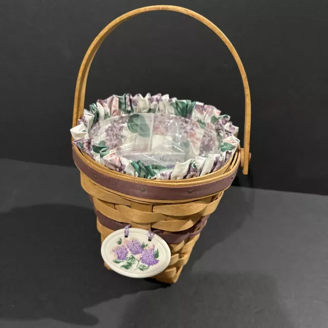 Longaberger 1994 May Series Lilac Basket Set-Protector-Liner-Tie On 5th Edition