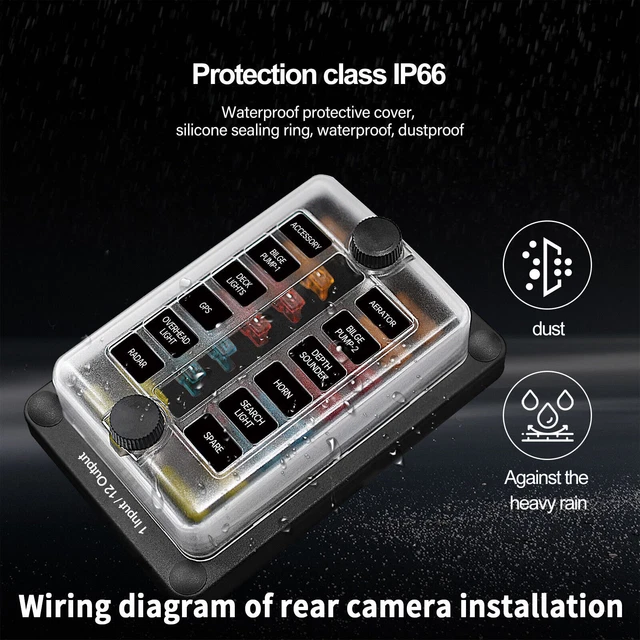 12-Way Blade Fuse Box Block Holder ATO ATC for Car Marine Boat RV Waterproof LH