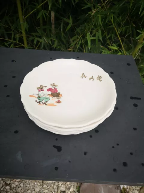 Rare Lot De 4 Assiettes Syracuse China Usa  Années 50/60 Décor Cow Boys