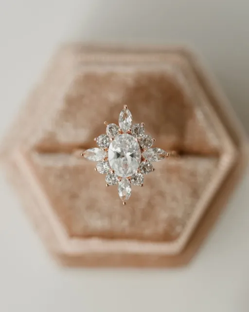 Bague en diamant simulé de coupe ovale de 2,50 ct, belle bague de...
