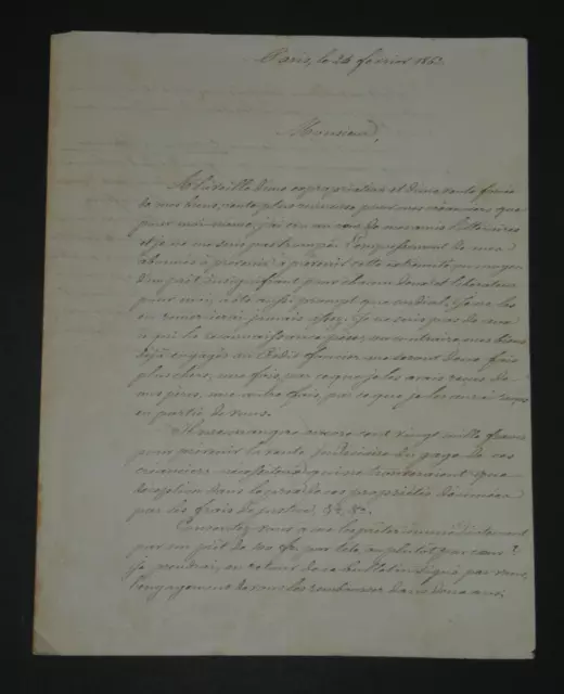 A. de LAMARTINE - LETTRE AUTOGRAPHE SIGNÉE AU SUJET DE SES DETTES, 2 pages, 1862 2