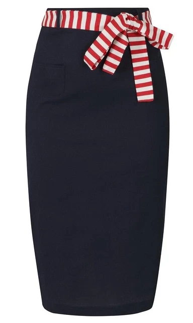 Gonna a matita Wiggle Collectif Blu Marinella Vintage Pin Up anni '50 XXL UK 18