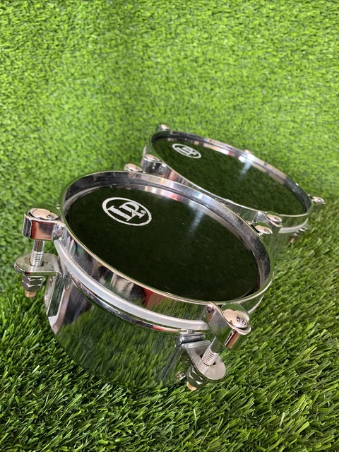 LP Latin Percussion Mini Timbales STEEL DRUM SET Chrome RARE Kit AFRO CUBAN