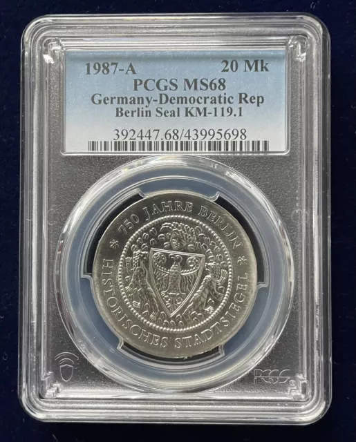 DDR 20 Mark 1987 Stadtsiegel - PCGS MS 68