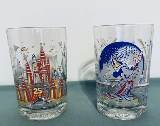 McDonalds Disney World  25th Anniversary Cups Glasses Set of 2