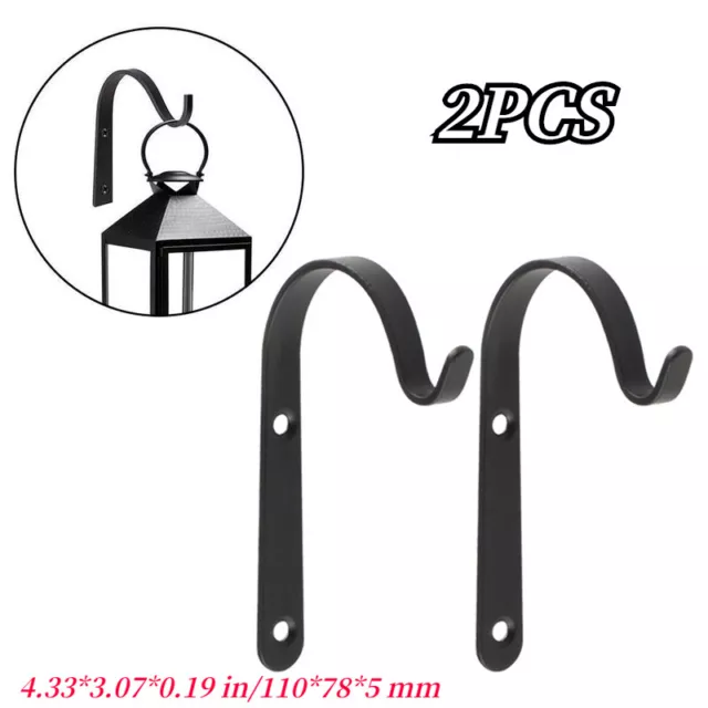 2PCS Metal Wall Hook Brackets Bending Garden Hanging Basket Plants Hanger