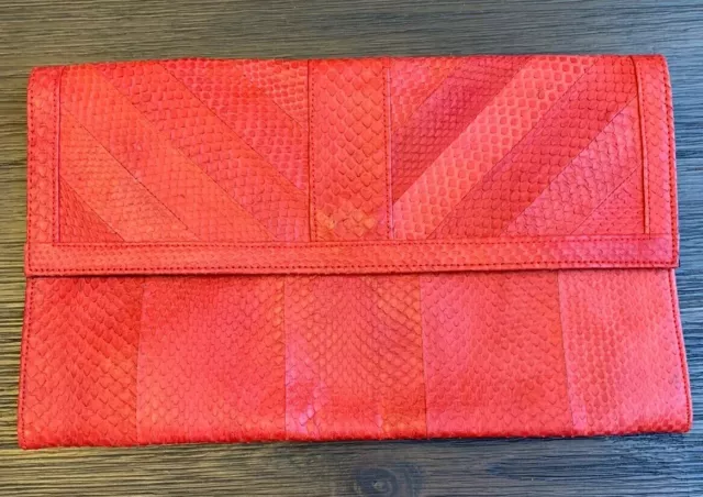 Vintage J. Renee By Remac Red Snakeskin Envelope Clutch