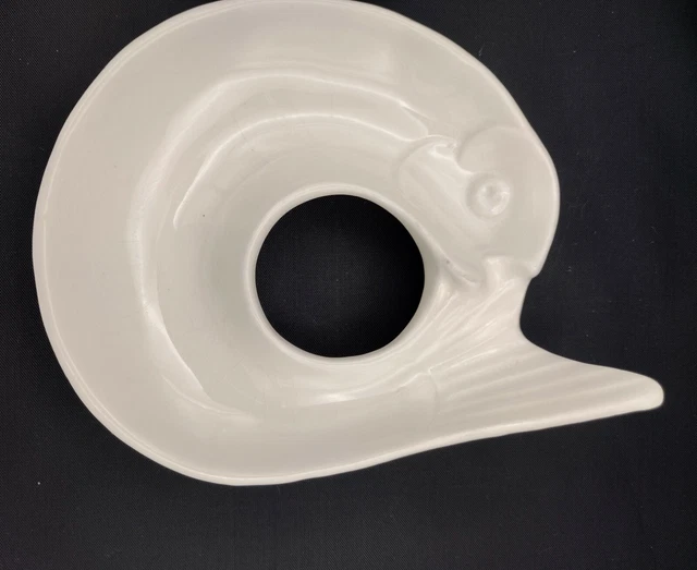Vintage Czechoslovakia Carp Fish Shaped Round Ceramic Trinket Nut Candy Dish