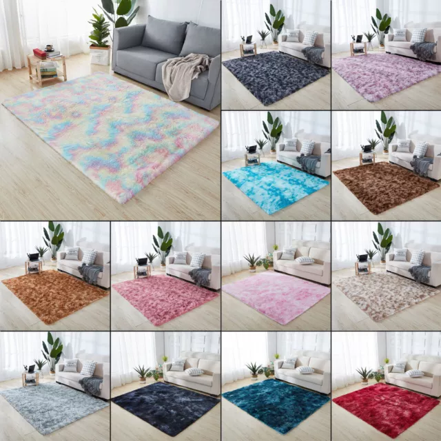 Tie Dye Fluffy Rug Anti-Slip Shaggy Rug Super Soft Mat Living Room Floor Bedroom