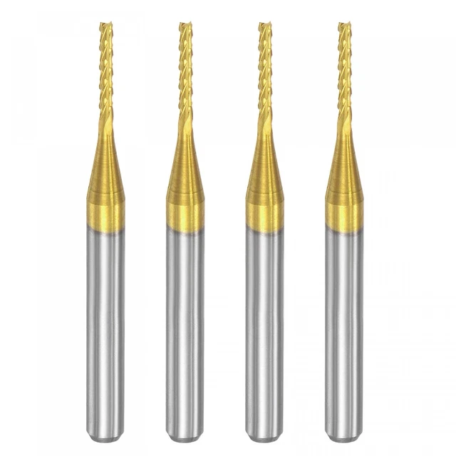 End Mill CNC Router Bits, 1/8" 3.175Mm Shank 1.2Mm X 7Mm Titanium Coated Tungste