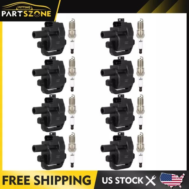 For Chevy Silverado 2500 GMC Savana 3500 8.1L Ignition Coils & Spark Plugs Set