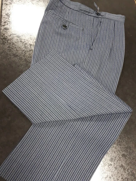 Pantaloni Uomo Blu & Navy Gessati, Ideale per Matrimoni, Ascot, Eventi Speciali