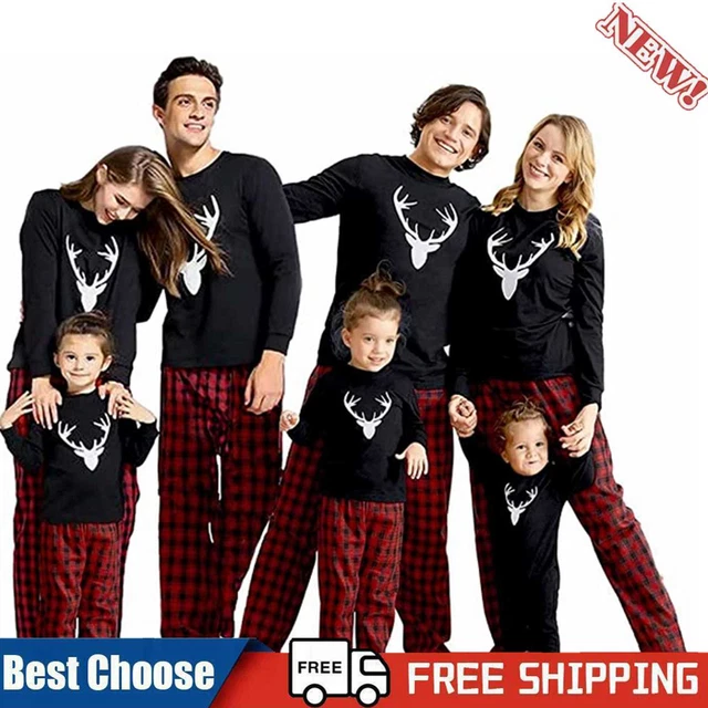 Set Pigiama Abbinato Famiglia Natale Carino Cervo Adulto Bambino Vestiti Natale Due Pezzi