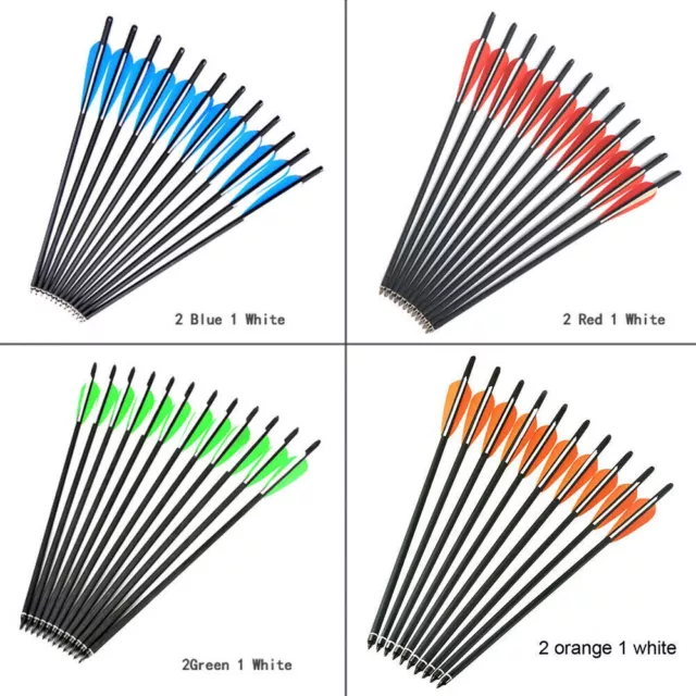 12pcs 20'' Carbon Crossbow Bolts Hunting Arrows OD8.8mm 100Gr Arrowheads /Quiver