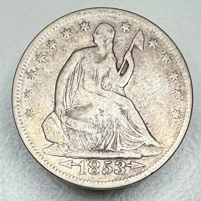 1853 Seated Liberty Half Dollar 50C ARROWS RAYS VF+ Details PHENOMENAL COIN!! 3
