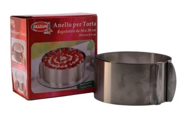 Stampo Ad Anello per torta regolabile da 16 a 30 cm Tortiera Stampo ACCIAIO INOX