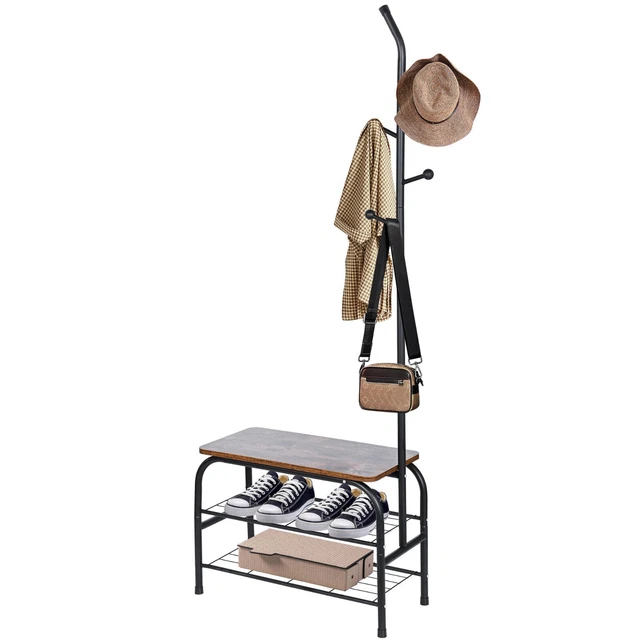 Tree Branch Coat Rack Hat and Coat Rack Hall Tree with Shoe Bench