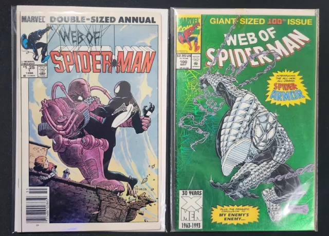 Web Of Spider-Man Annual #1 Newsstand & #100 Foil Cover (Marvel, 1985 1993)