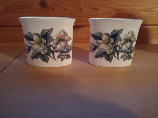 Royal Worcester Woodland Two Toothpick Holders Hellebore Christmas Rose