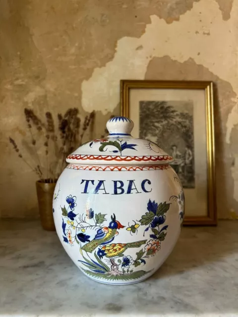 Vintage porcelaine Hand-Painted Jar Tabac Floral Pattern, pot tabac en porcelain