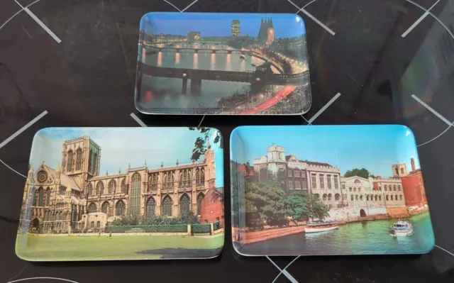 Melamine Tourist Souvenir Trinklet Trays of York Set of three