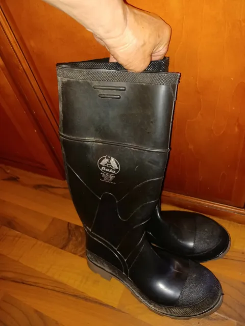 Bata Mens Size 7 Black Rubber Steel Shank Rain Boots Made In USA Waterproof