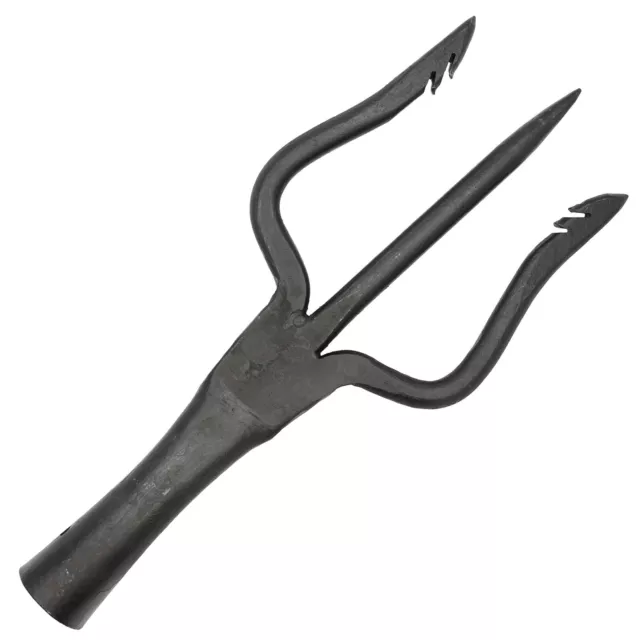 Functional Medieval High Carbon Steel Hand Forged Predrilled Trident Spear Head