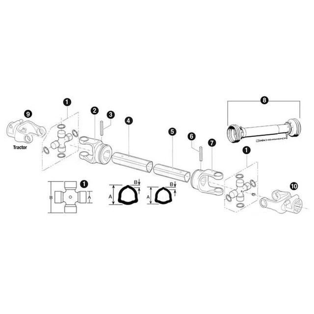 Disc Mower PTO Driveline for Kuhn GMD400 GMD44 GMD500 GMD55
