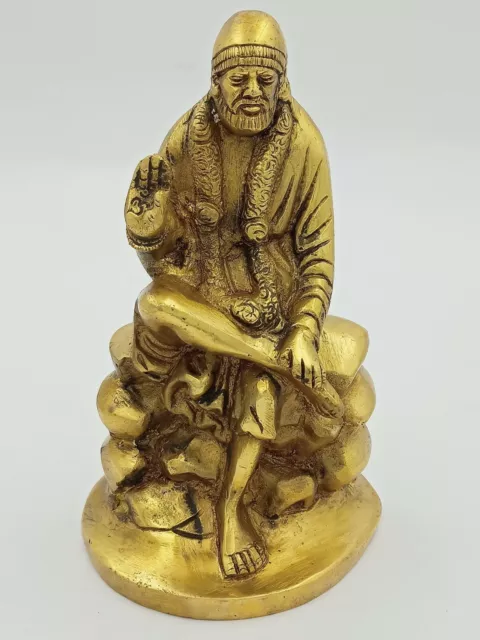 Arihant Craft® God Shirdi Sai Baba Idol Statue - 18.5 cm, Brass, Gold