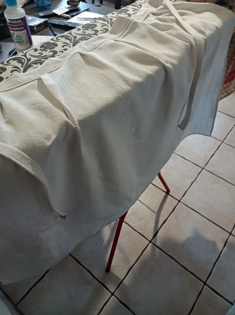 Grand Tablier De Métier Ancien - Début XXème - Coton Blanc - Taille L - France