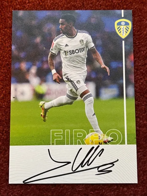 Junior Firpo, Leeds United FC, Official 2022/23 Club Card, Hand Signed, 6x4