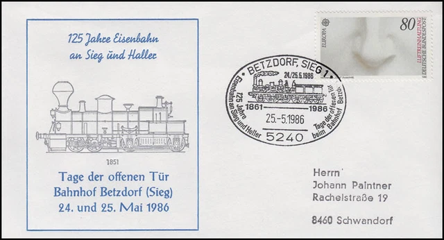 125 Jahre Eisenbahn an Sieg und Heller, Bf SSt Betzdorf Bahnhofsfest 25.5.1986
