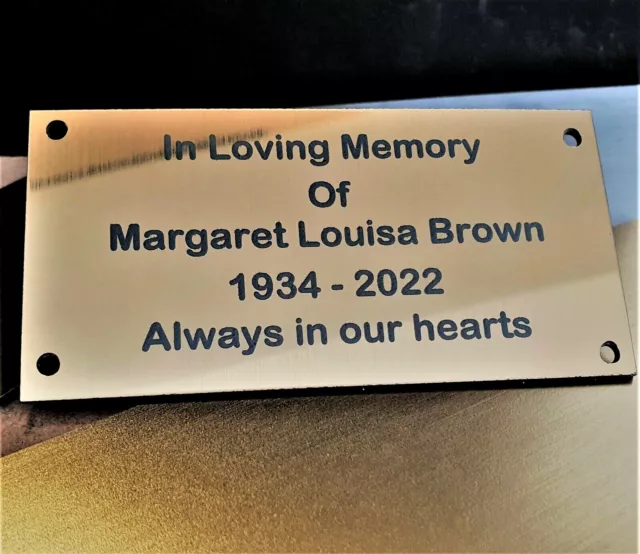 Engraved Brass or Brushed Silver Effect Memorial Plaque Sign Bench Name Plate