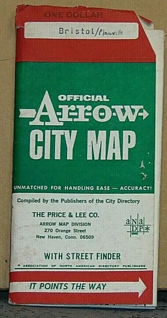 1975 Arrow Street Map of Bristol, Plainville, Connecticut