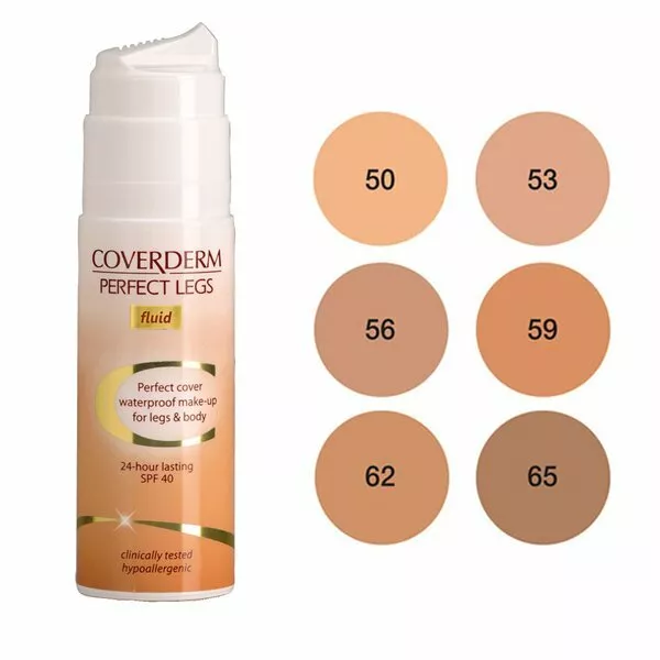 Coverderm Perfect Legs Fluid Waterproof Make Up For Legs Body Spf 40 In 6 Shades 2