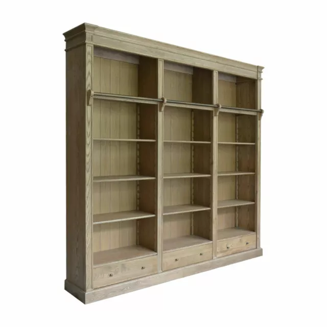 French Provincial Bookcase Bookshelves with ladder NATURAL OAK