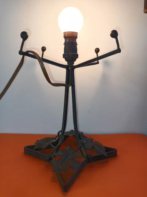 Art Déco - Ancien Pied de Lampe Fer Forgé