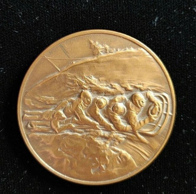4-man Bobsled Bronze Medal  2" 1935, Slovakia-Unique w/ 5th man pushing