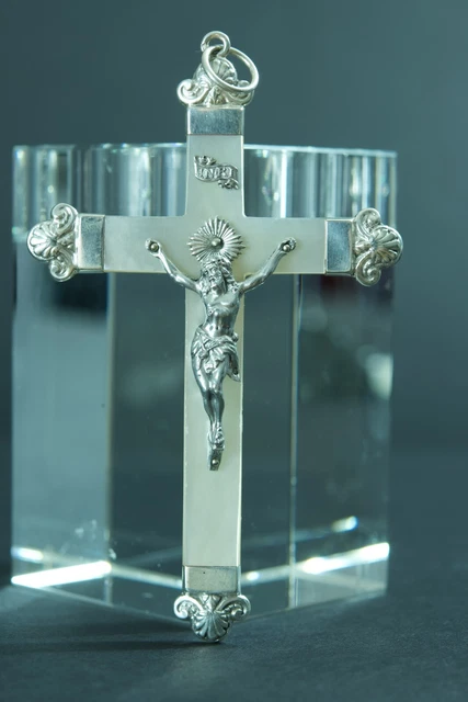Crosses & Crucifixes, Christianity, Religion & Spirituality  Vintage Sterling Silver Fleur De Lis Dangle Earrings 6.5G / 2.7in display picture 1
