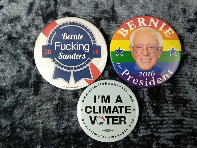 Bernie Sanders 2016 3 Large Political Buttons FREE SHIPPING